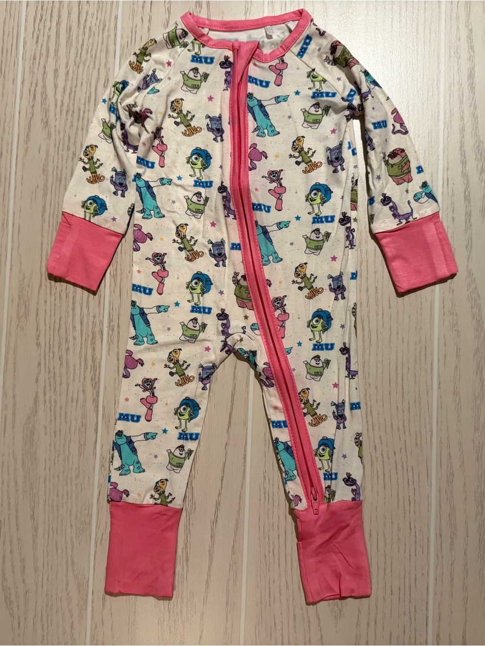 Boutique Bamboo Monster Inspired Sleeper 0-3M 2-Way Zip Mittens Footies NWOT
